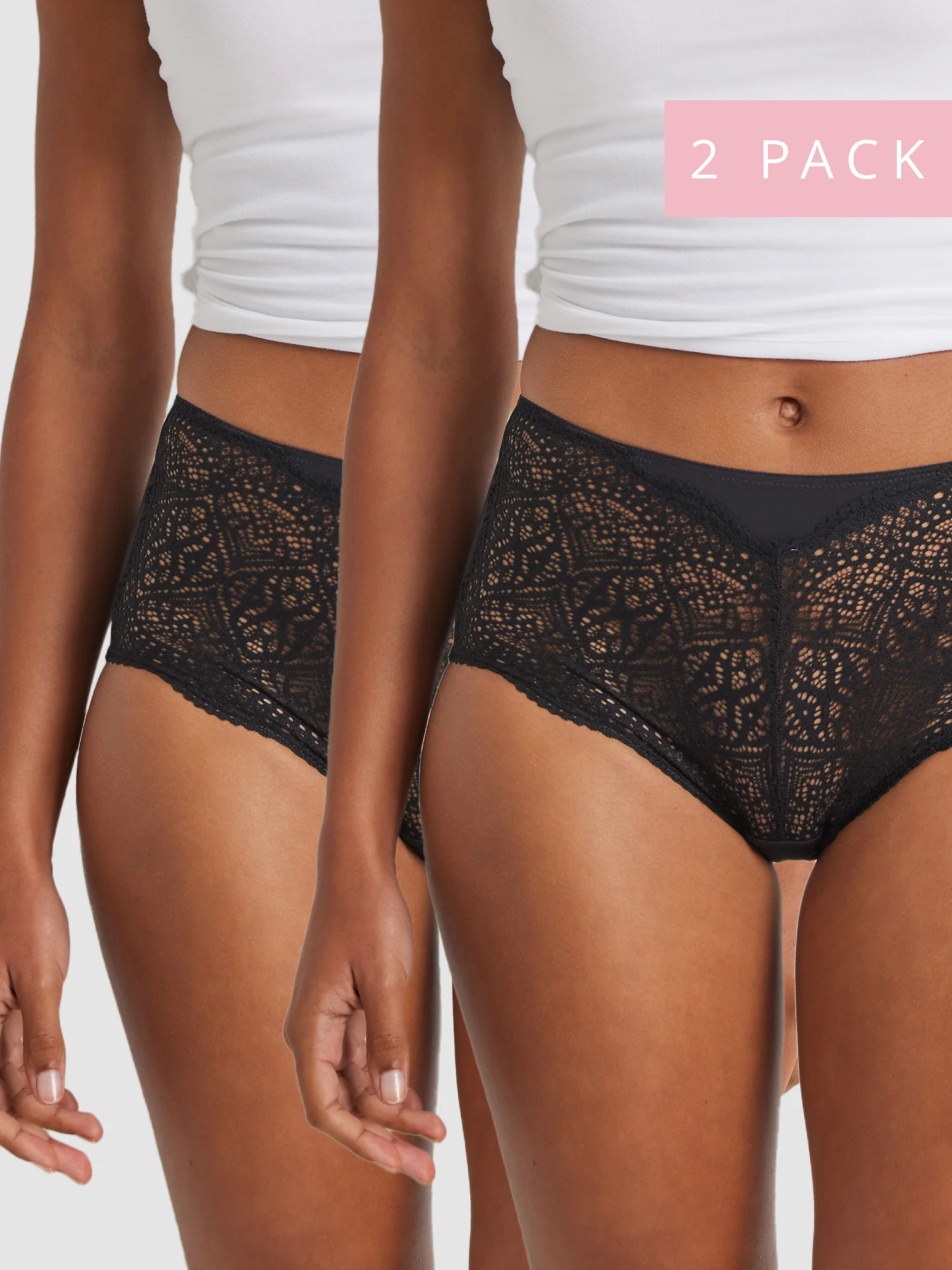 2 Pack Daily Essentials Micro & Geo Lace Full Brief (465G)