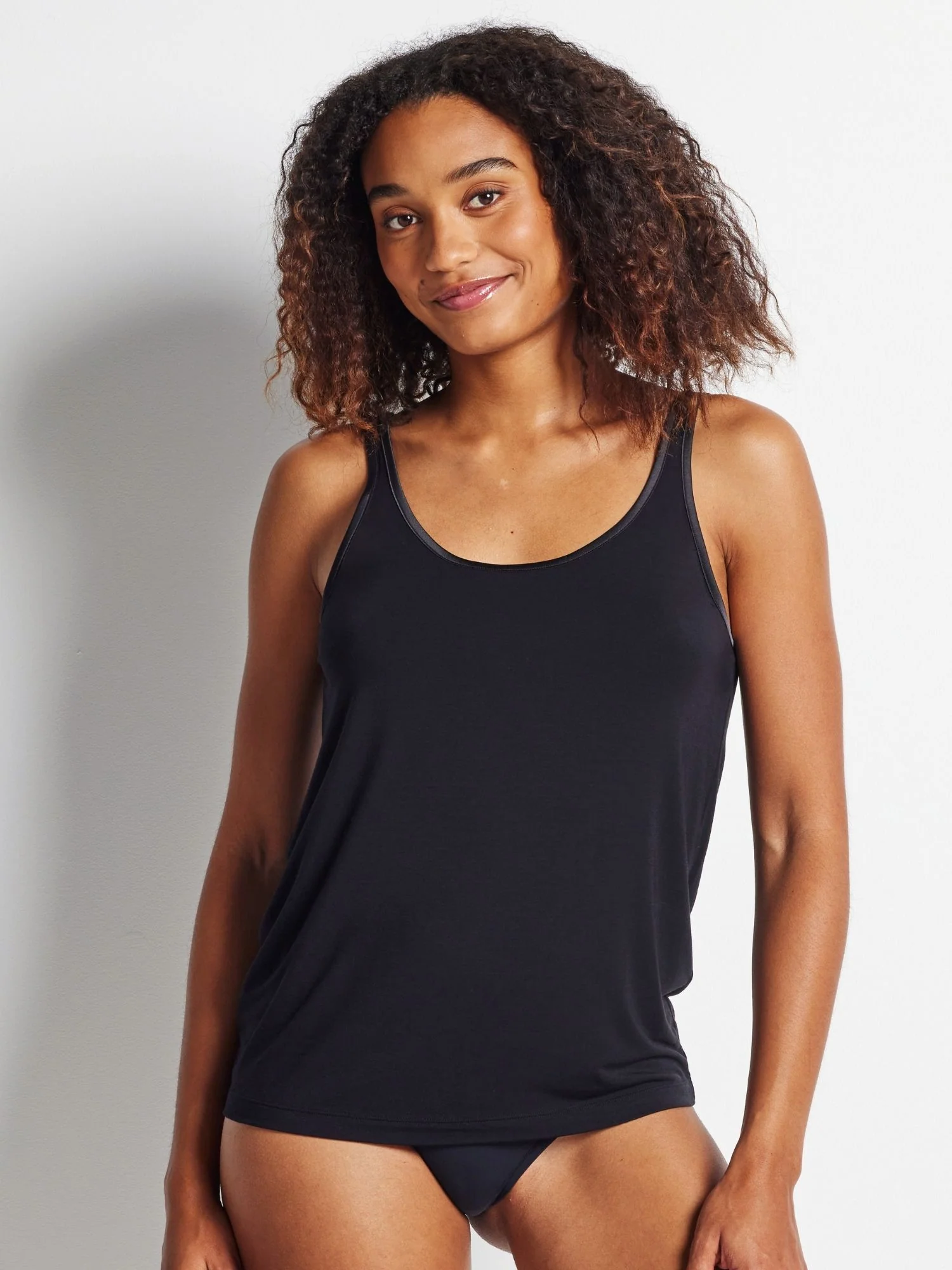 Wide Strap Satin Trim Cami